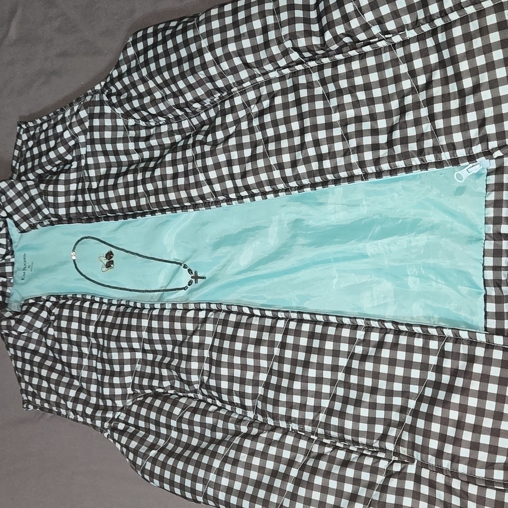 Kim Rogers Black/Mint Green Vest with Matching Earrings/Cross Necklace